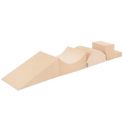 Image de KiddyMoon Element Pente/Rampe/Semi Rouleau/Marches Velvet Aire De Jeux en Mousse pour Enfants, Beige Sableux