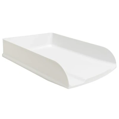 Image de Exacompta Réf. 11113D Lot de 6 Corbeilles à courrier Combo Styli Autentik pour documents au format A4+ dim 34 x 25 6,5 cm porte étiquette peut contenir 500 feuilles couleur blanc