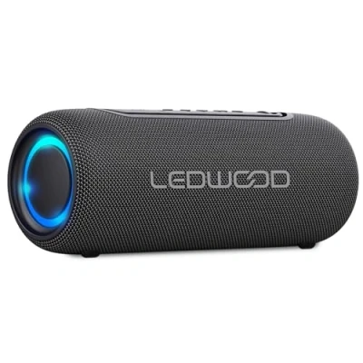 Image de Ledwood Enceinte HiFi Autonome 100W XS100, Effet LED, Buetooth USB, TWS, IPX5, Assistant Vocal, 10W RMS, Batterie 2000mAh
