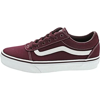 Image de Vans Mixte enfant Ward Canvas Sneaker, Rouge Port Royale White, 33 EU