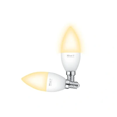 Image de Trust WIFI CCT E14 71297 02 Ampoule Connectée, Compatible avec Alexa et Google Home, LED Dimmable E14, Sans Hub, 2.4GHz Lampe LED, WiFi, Lumière Blanche Chaude à Froide Lot de 2