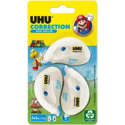 Image de UHU Rollers correcteur mini Ruban rapide, propre et précis, blanc, lot 3 de 6m x 5mm