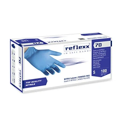 Image de Réflexx R70 / S Gants de nitrile sans poudre libres, petit, bleu clair, paquet 100