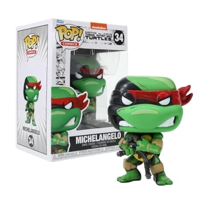 Image de TMNT Pop Comics Figurine Michelangelo PX en Vinyle avec Chasse Noir et Blanc