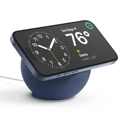 Image de elago MS2 Station de Charge Compatible avec Le Chargeur MagSafe Support Téléphone en Silicone Premium Series iPhone 16/15/14/13/12 [Câble Non Inclus] (Bleu)