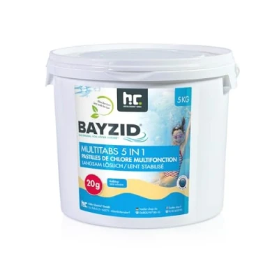 Image de Höfer Chemie 4 x 5kg BAYZID® Pastilles de Chlore pour Piscine(20g), Multifonction 5 en 1 Traitement Complet et Écologique, Fabriqué Europe