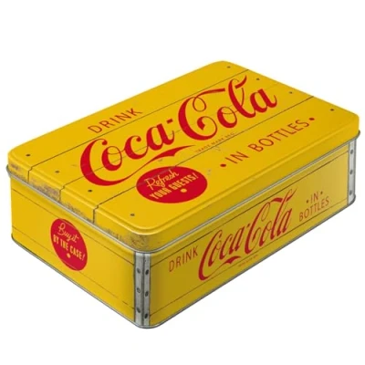 Image de Nostalgic Art Boîte de Conservation rétro Plat, Coca Cola Logo Idée Cadeau pour Fans Coke, Récipient avec Couvercle, Design Vintage, 2,5 l
