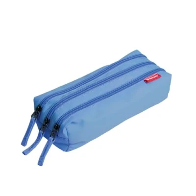 Image de Enri, Trousse scolaire 3 compartiments unisexe, 21 x 9 8 cm, couleur : bleu