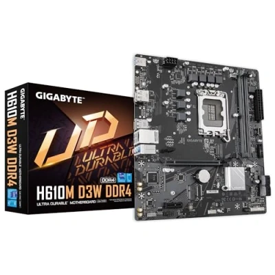 Image de GIGABYTE H610M D3W DDR4 Carte mère Compatible avec les processeurs Intel Core de 14e génération, VRM 5+1+1 phases, jusqu&#039;à 3200 MHz DDR4, 1xPCIe 3.0 M.2, LAN 1 GbE, USB 3.2 Gen Neuf