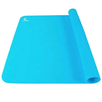 Image de Super Kitchen Non Adhésif Tapis à Pâtisserie en Silicone Grand de Cuisson, Pâte Rouler, Resine Epoxy, Set Table, Dessous plat, Résistant la Chaleur (60x40cm, Bleu)