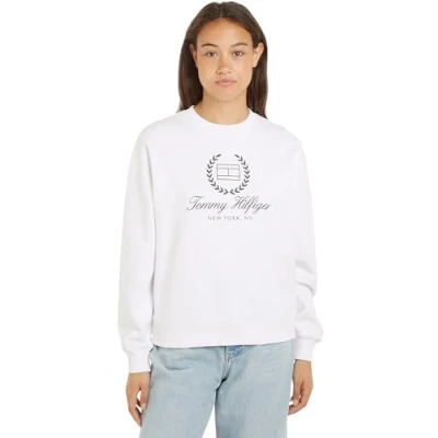 Image de Tommy Hilfiger REG FLAG Script Sweatshirt, Femme, Taille: XXL, Th optic white
