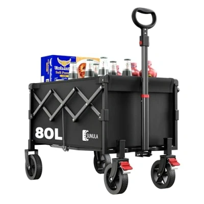 Image de SUNULA Chariot Pliable Petit 80L 100KG, avec Poids réduit, Tout Terrain Freins, Bleu