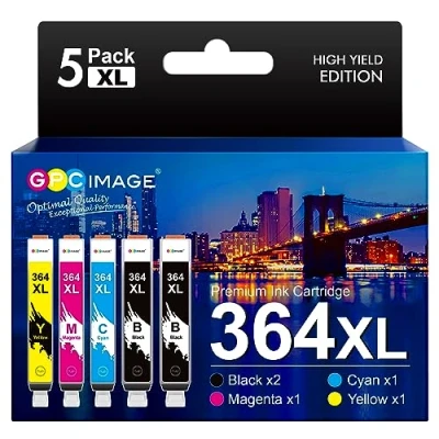 Image de GPC Image Compatible Cartouches d&#039;encre Remplacement pour HP 364 Photosmart 5510 5520 5522 6520 B8550 7510 7520 5524 6510 Officejet 4620 4622 Deskjet 3070A (Noir Cyan Magenta Jaune, 5 Pack)
