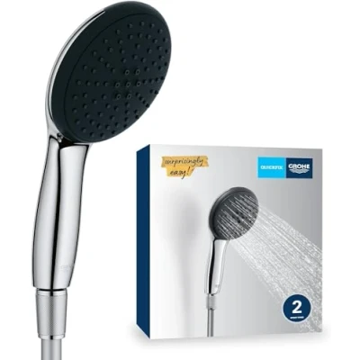 Image de GROHE Vitalio Start 110 Ensemble de douche (Pommeau Rond 11cm 2 jets (Pluie/Stimulant), Flexible 1.5m), Sélection Facile, Procédé anti calcaire, Chromé, 26972001