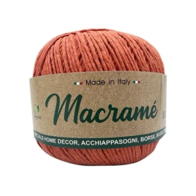 Image de Pelote cordon de 150 g 200 m Macrame Barbante 80 % coton 20 polyester entièrement recyclé oeko tex® (Corail MB05 97)