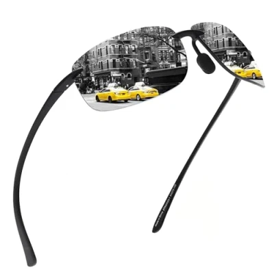 Image de JIM HALO Lunettes de Soleil Sport pour Hommes Femmes TR90 Cadre Sans Monture la Course à Pied Pêche Cyclisme Conduite Miroir Argent