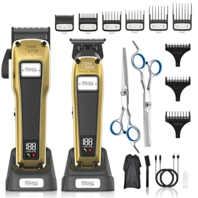 Image de DSP Hair Clipper for Men Professional, High Torque Brushless Motor &amp; DLC Coated Detachable Blade, Cordless Trimmer Set Barber with Charging Base, Product Gift