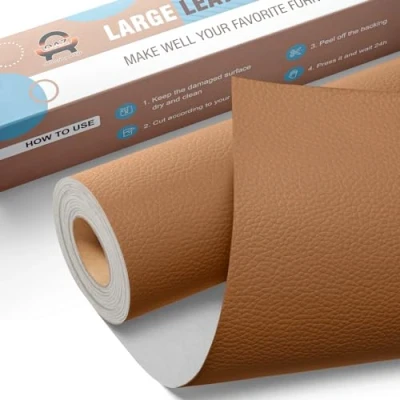 Image de Simili Cuir Autocollant, 40 x 160 cm Patch de réparation en Auto adhésif, Kit pour Sièges D&#039;auto, Canapés, Bateau, Chaises Brun clair