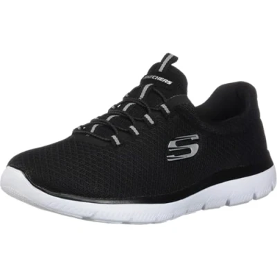 Image de Skechers Femme Summits Chaussures de Fitness, Multicolore (Black Mesh White T), 40 EU Large