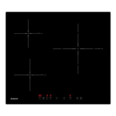 Image de Gudsunal Plaque induction 3 feux, Table de Cuisson Encastrable,7200W, 9 niveaux chauffage,Boost, Minuterie, Arrêt automatique, Verrouillage sécurité enfant