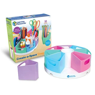Image de Learning Resources Stiftehalter mit Utensilien Center (Pastell), Stiftaufbewahrung, Tisch Organizer, Ideal für Klassenzimmer und Schreibtisch, abwischbarer Kunststoff, 10 teiliges Set