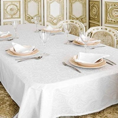 Image de BGEUROPE Nappe Antitache Blanc Réf. Lyon 150cm x 400cm