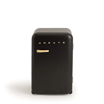 Image de CREATE / RETRO FRIDGE 83.5 WOOD/Réfrigérateur Noir avec Poignée Bois/Pratique et fonctionnel, Matériaux résistants