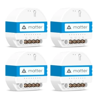 Image de meross Interrupteur Connecté Matter (FIL NEUTRE REQUIS) Suivi de Consommation d&#039;Énergie et Simple Setup (MSS), Lot 4 Commutateur WiFi Compatible avec Apple Home, Alexa Google Home