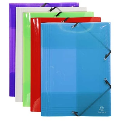 Image de Exacompta Réf. 59700E 1 chemise à élastiques Crystal pour format A3 pochette 3 rabats en polypropylène haute transparence dimensions 32 x 44 cm couleur aléatoire