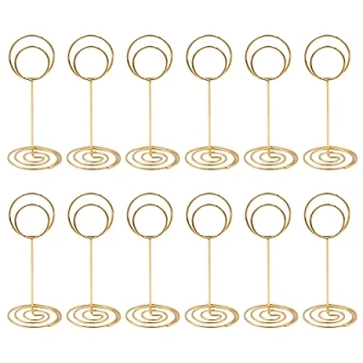 Image de WANGCL Lot de 12 mini supports pour cartes table, numéros mariage, photos, mémos, notes, photos (doré)