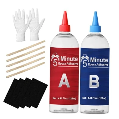 Image de LAMXIN 5 Minutes Colle Epoxy 250ml, Robuste Durable Transparent Bi Composant, Durcissement Rapide Composant Pour Métal, Bois, Carrelage, Plastiques