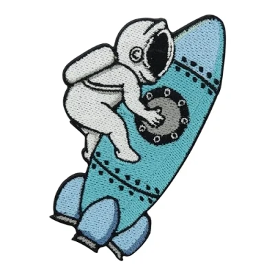 Image de Finally Home patch thermocollant Astronaute sur fusée vaisseau spatial, écussons thermocollants cool à coudre, repasser navette spatiale, Nasa, spatial