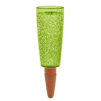 Image de Scheurich Distributeur d&#039;eau Copa M 1 x vert Capacité de 150 ml Petite boule d&#039;irrigation avec pied d&#039;argile pour plantes et fleurs Tige en terre cuite