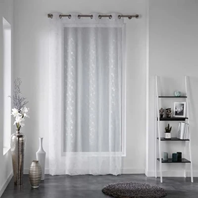 Image de douceur d&#039;interieur DALYA Panneau à œillets, Polyester, Blanc, 240x140 cm