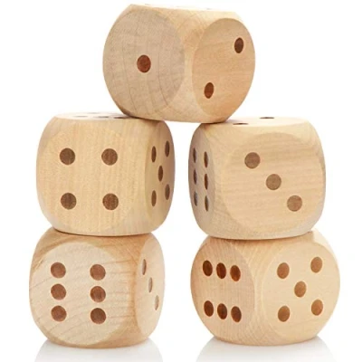 Image de COM FOUR® 5X Dice XL dés en Bois 5 x cm Grands pour Jouer de Jeu l&#039;extérieur