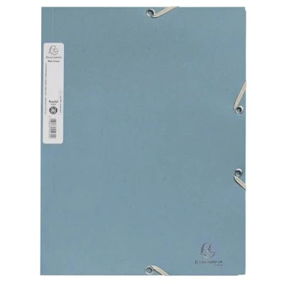 Image de Exacompta Réf. 55232E Carton de 25 chemises à élastiques Autentik pochettes 3 rabats en carte recyclée 400g/m2 dimensions 24 x 32 cm pour documents au format A4 bleu gris