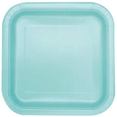 Image de Assiettes Vert Menthe carrées 17x17cm 16 pièces