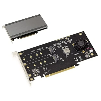 Image de Carte contrôleur PCIe 3.1 x16 pour 2 SSD M.2 NVMe M Key (M2 NGFF). RAID HARWARE 0 1 avec Chipset MARVELL 88NR2241
