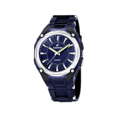 Image de Calypso K5560/3 Montre Homme Quartz Analogique Eclairage Bracelet Caoutchouc Bleu