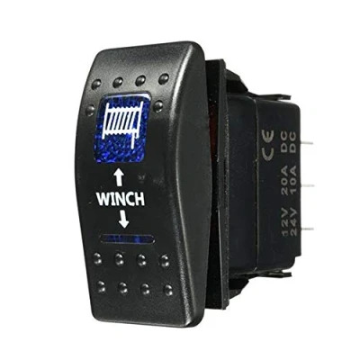 Image de Mintice™ Interrupteur à Bascule Commutateur 7 Broches Momentané Lampe Lumière LED Bleu 12V 20A pour Voiture Bateau (Winch in Out)