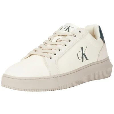 Image de Calvin Klein Jeans Homme Chunky Cupsole Authentic YM0YM01123 Baskets, Beige (Creamy White/Eggshell/Green), 45.5 EU