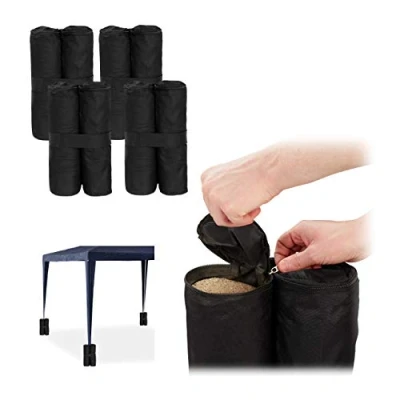 Image de Relaxdays Poids de lestage pavillon, Jeu 4, pour tentes, à remplir Sable, Pierres, 10 kg par Pied, Noir, 10027881