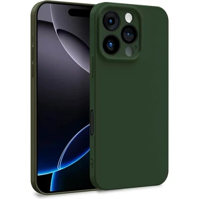 Image de MyGadget Coque pour iPhone 16 Pro Case TPU Souple &amp; Soft [ Doublure Microfibre ] Cover Protection Extra Fine Légère Vert Olive