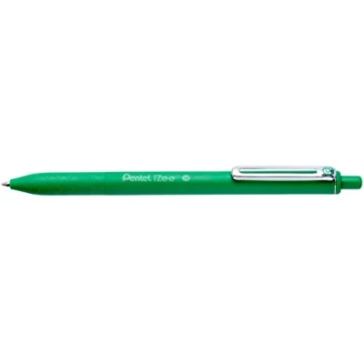 Image de Pentel BX470 D iZee Lot de 12 stylos à bille rétractables avec clip en métal Vert Pointe large 1 mm