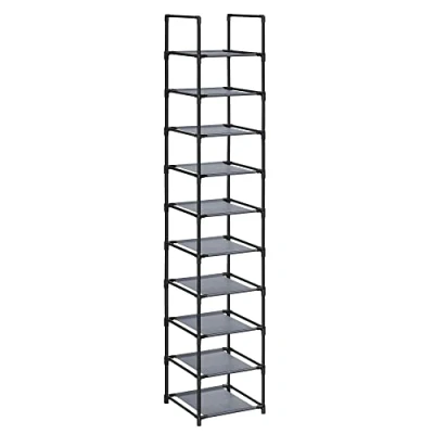 Image de SONGMICS Étagère Chaussure à 10 Niveaux, Range Chaussure, Porte Meuble de Rangement, 33 x 173 cm, Cadre en Métal, Tissu Non tissé, pour Entrée, Chambre, Gris LSR110G01