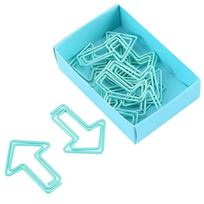 Image de Lot de 12 trombones en forme flèche, marque pages créatives pour le marquage documents d’organisation à papier (bleu clair)