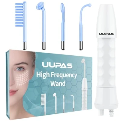 Image de UUPAS 4 en 1 Bleu Appareil Haute Frequence Esthetique Visage Baguette avec Tubes Machine de Resserrement la Peau pour l&#039;acné, l&#039;élimination des Rides,le Rajeunissement