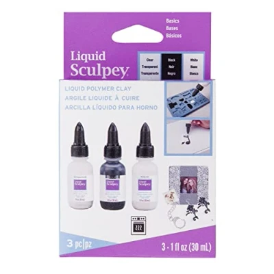 Image de Polyform Sculpey Liquid Basics 3/pkg Clear, Black, White, Claire