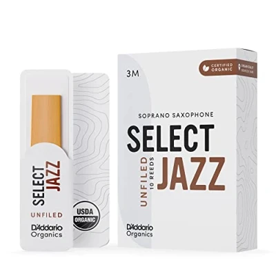 Image de D&#039;Addario Organique Select Jazz Unfiled Soprano Anches de Saxophone Sax 3 Moyen, 5 Paquet
