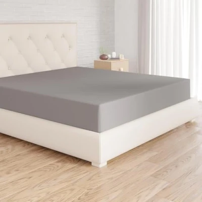 Image de Amazon Basics Drap Housse, 135 x 190 30 cm, en Polyester Microfibre pour Matelas Épais jusqu&#039;à Gris Foncé